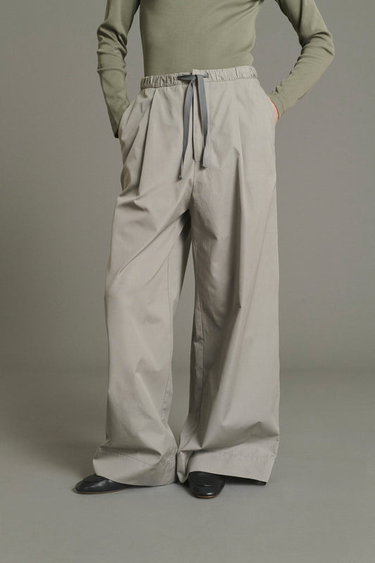 Hugues wide-leg trousers in grey poplin for women - Soeur