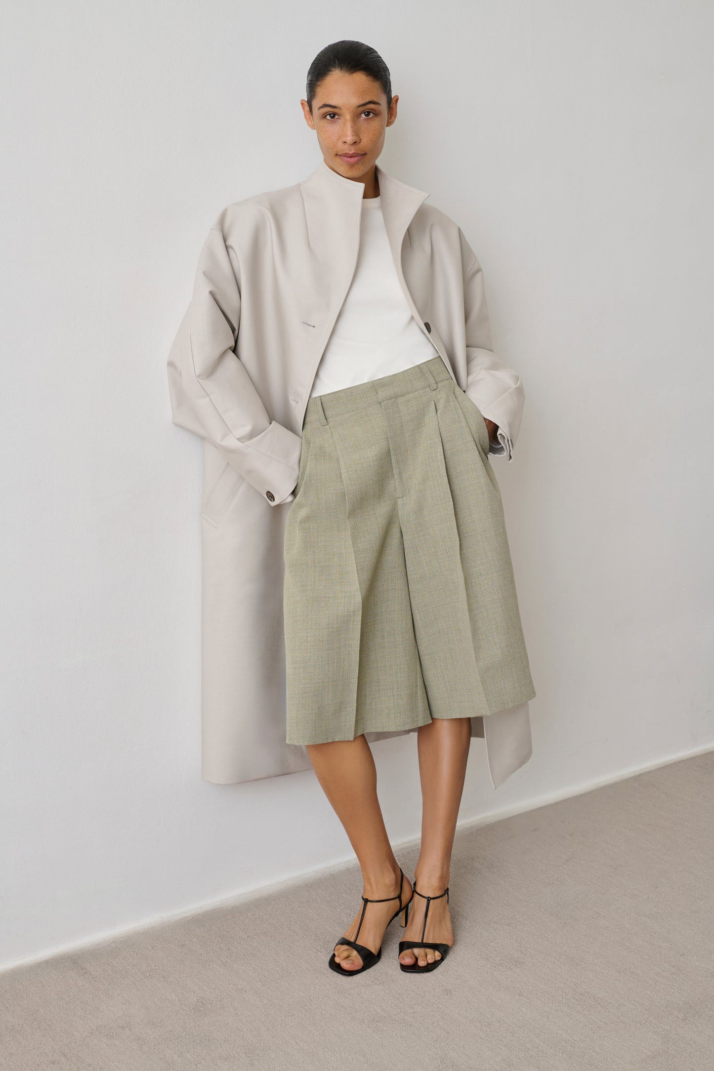 Hyacinthe coat - Light Grey Organic Cotton - Women - Soeur