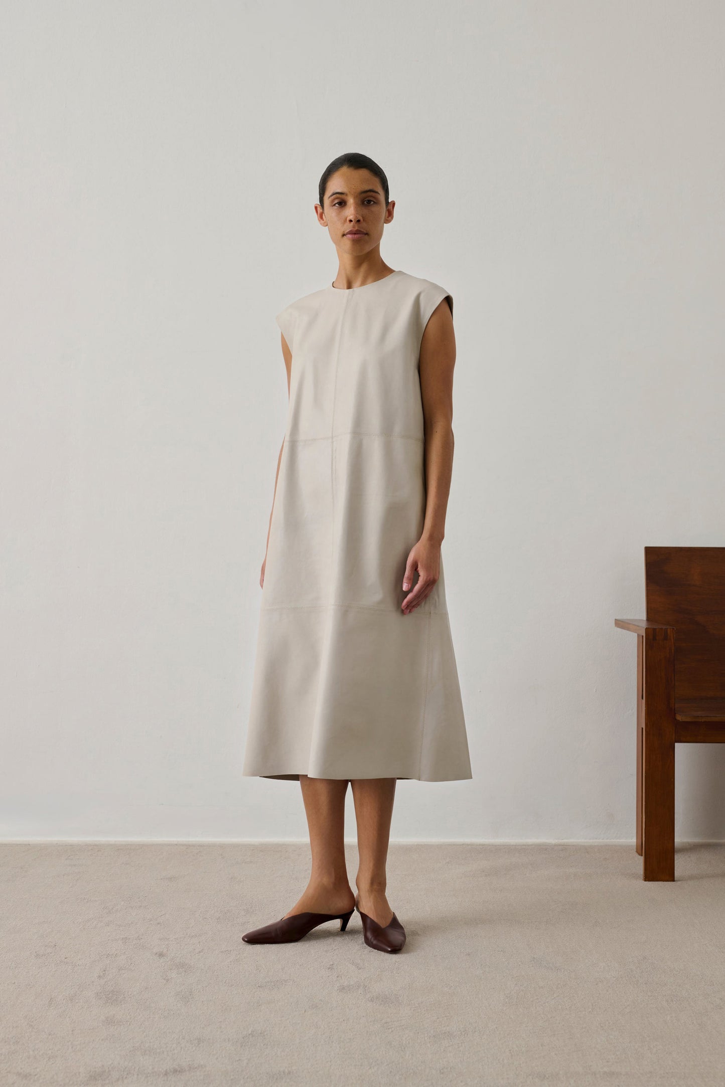 Robe Sofia - Mastic - Cuir - Femme