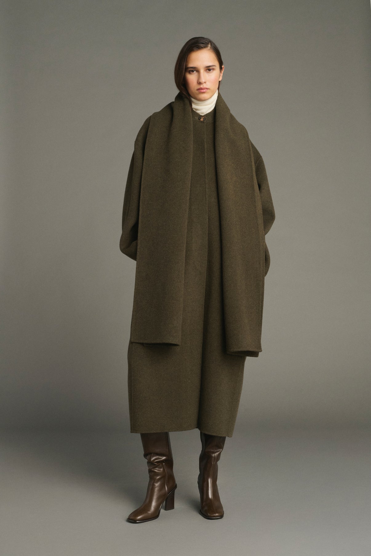 Finn coat - Khaki Marl - Wool - Women vue 4