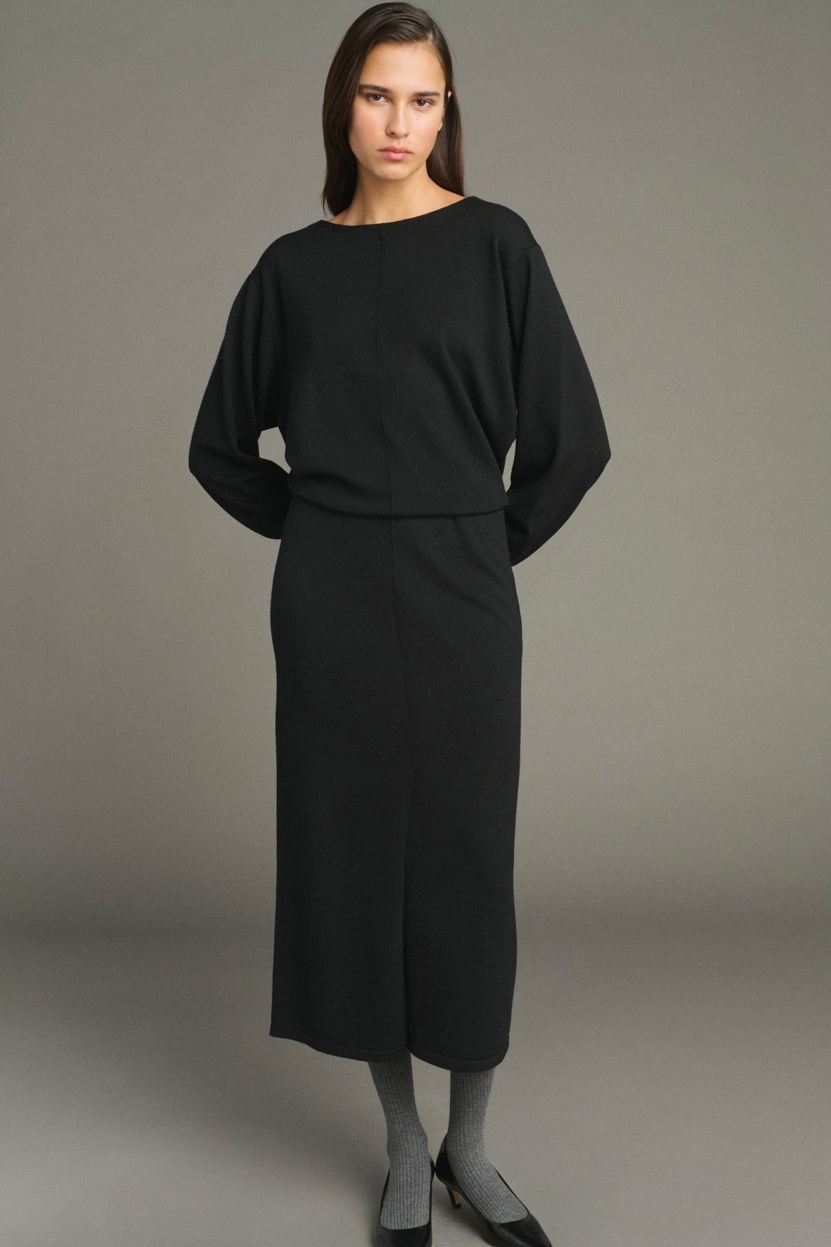 Kathleen dress - Black - Merino Wool - Women vue 3