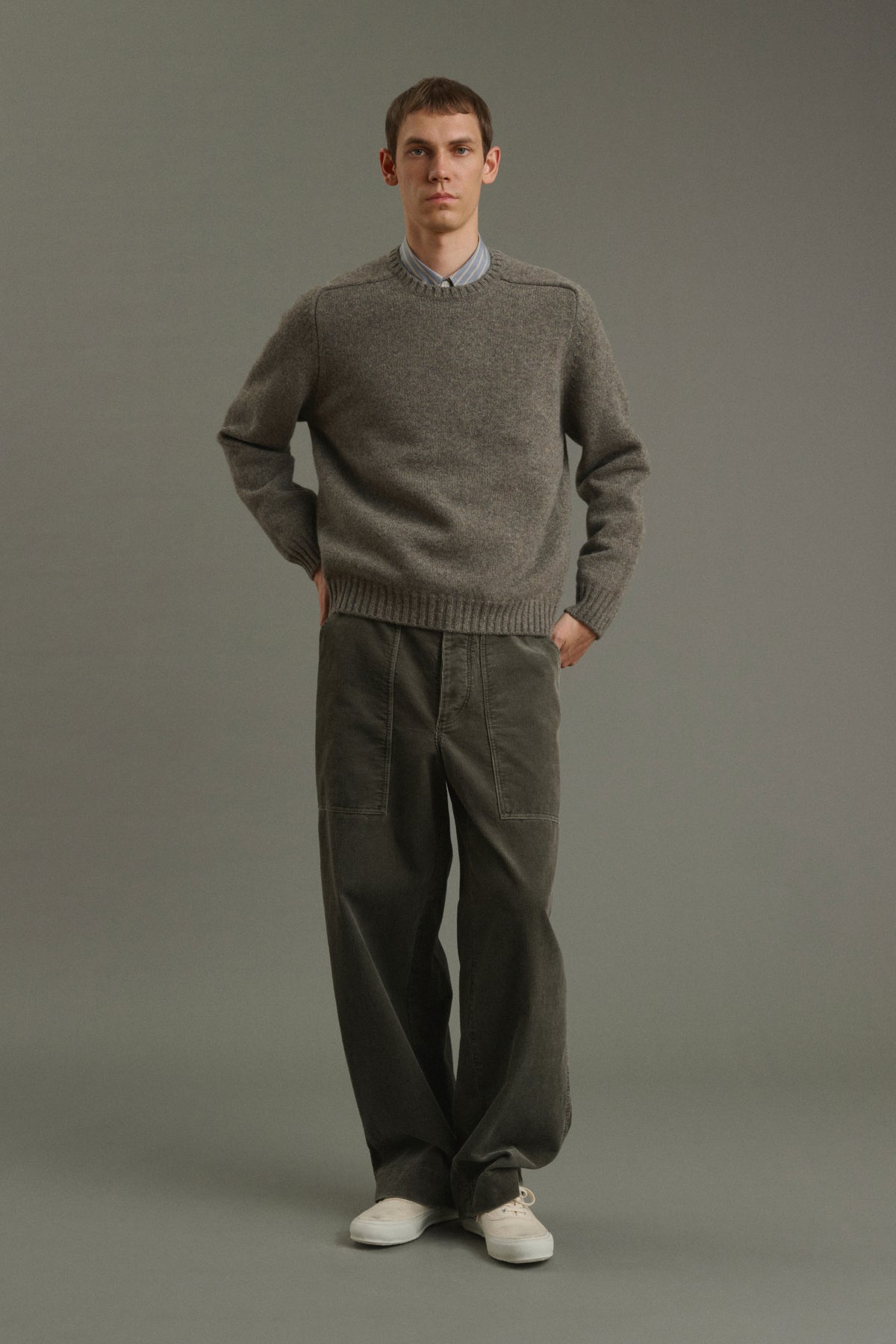 Isamu pullover - Grey-Green - Wool - Men vue 3