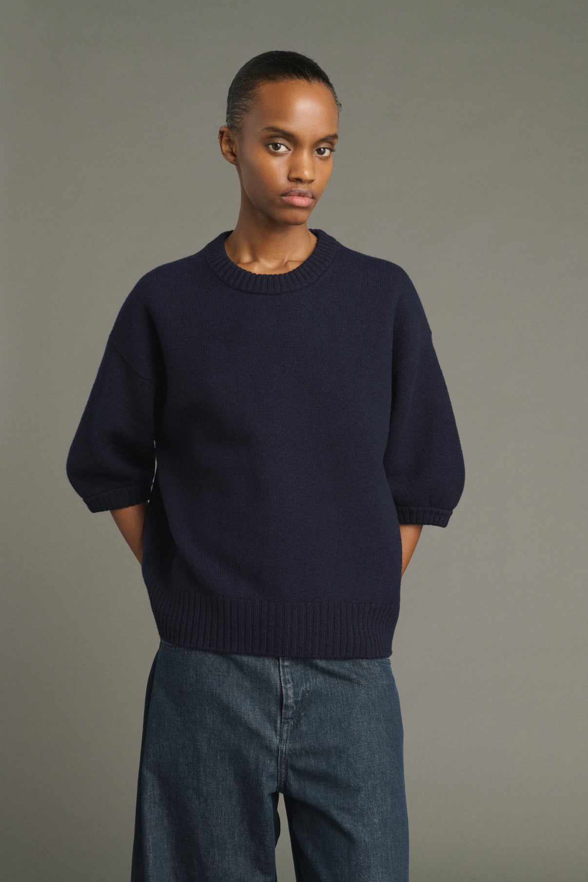 Lise Pullover - Navy - Merino Wool - Women vue 3