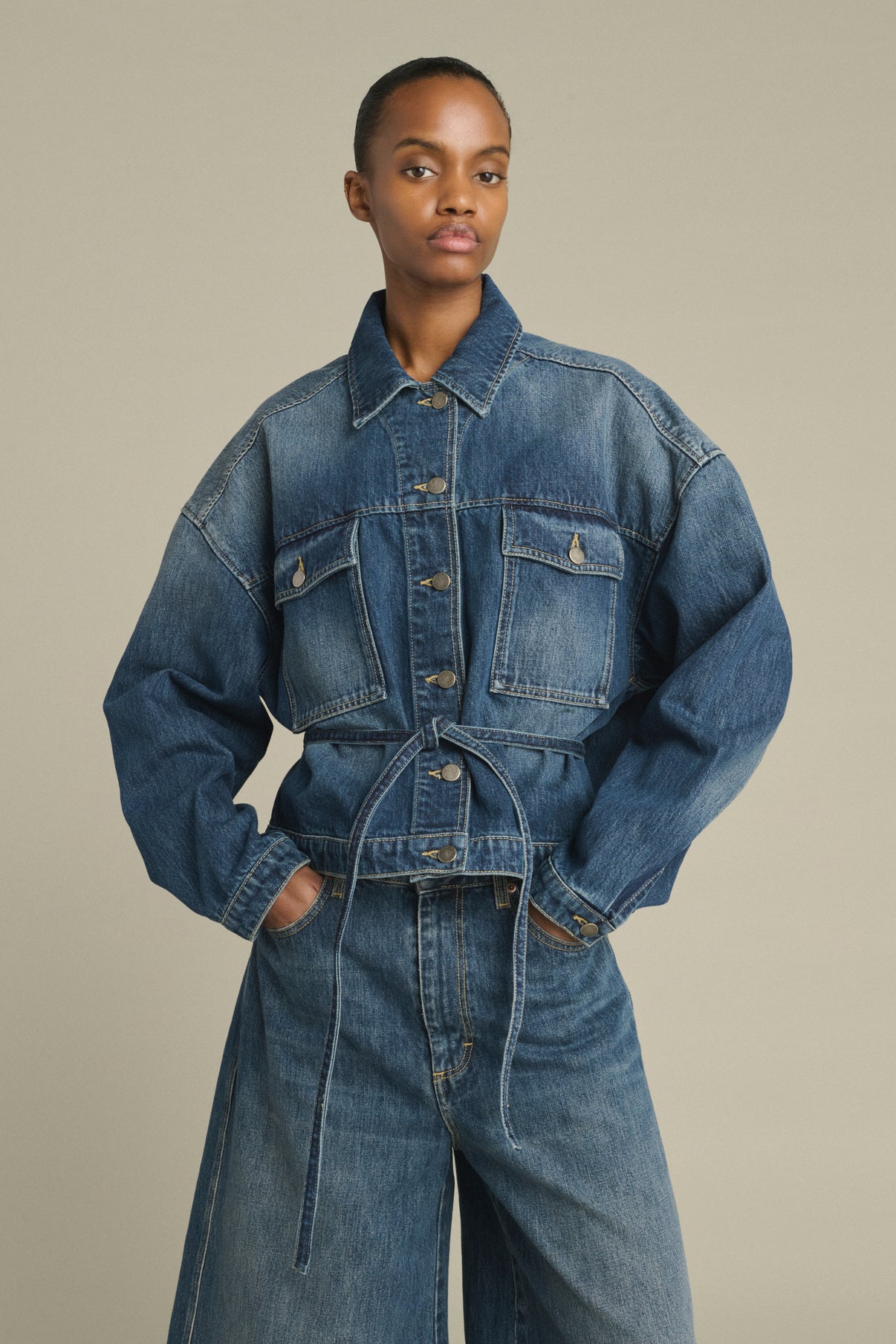 Lys Jacket - Washed Blue denim - Cotton - Women vue 1