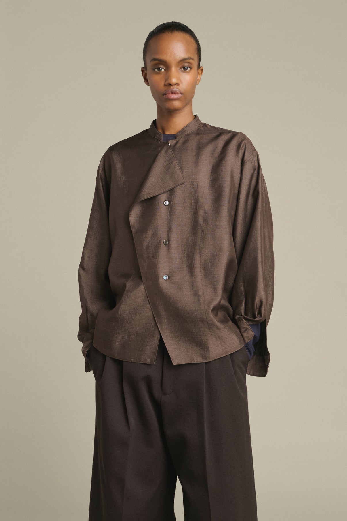 Blouse Hampton - Dark Brown - Silk - Women vue 3