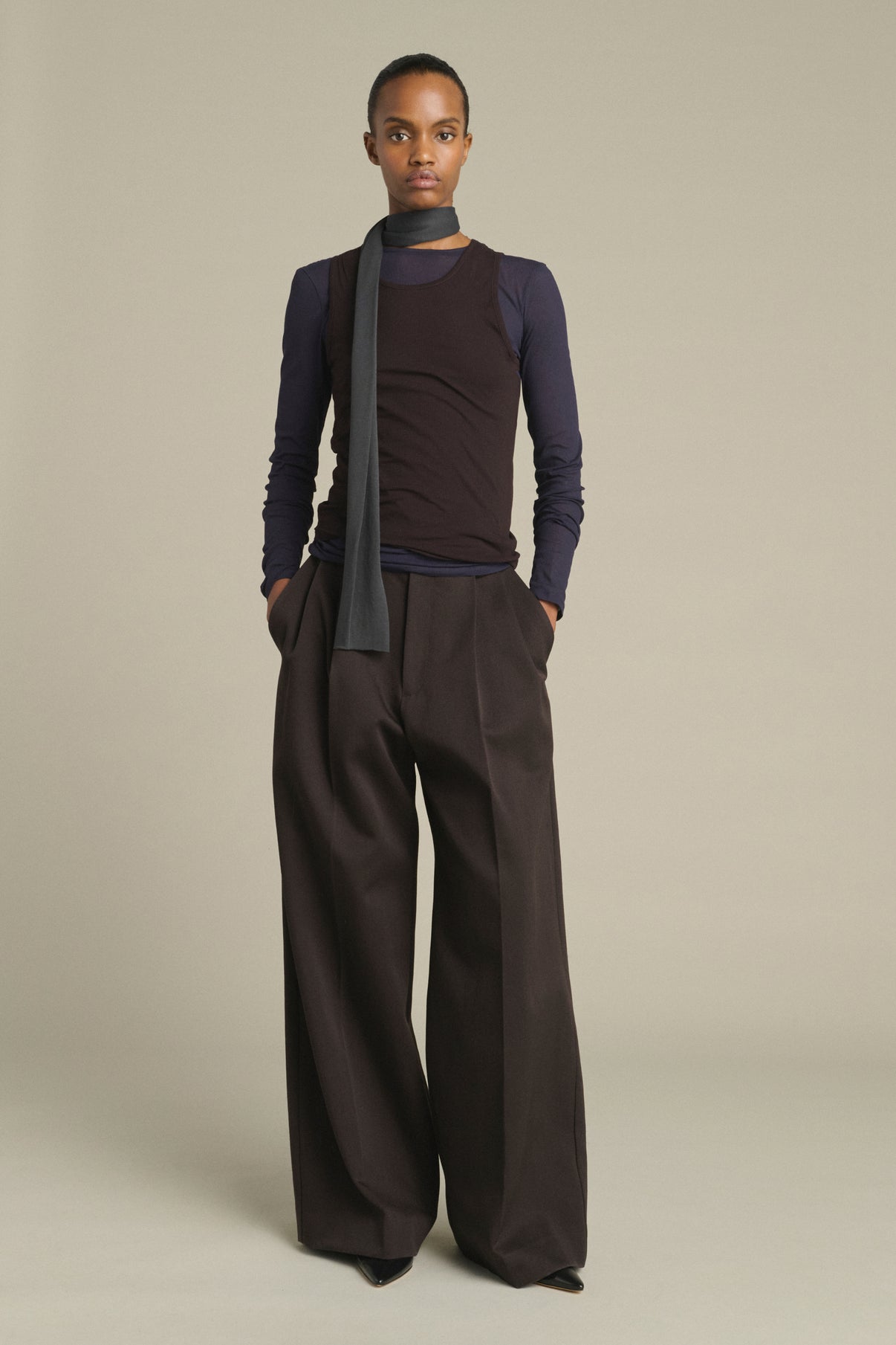 Kola Scarf - Anthracite Grey Cotton Jersey - Soeur vue 3