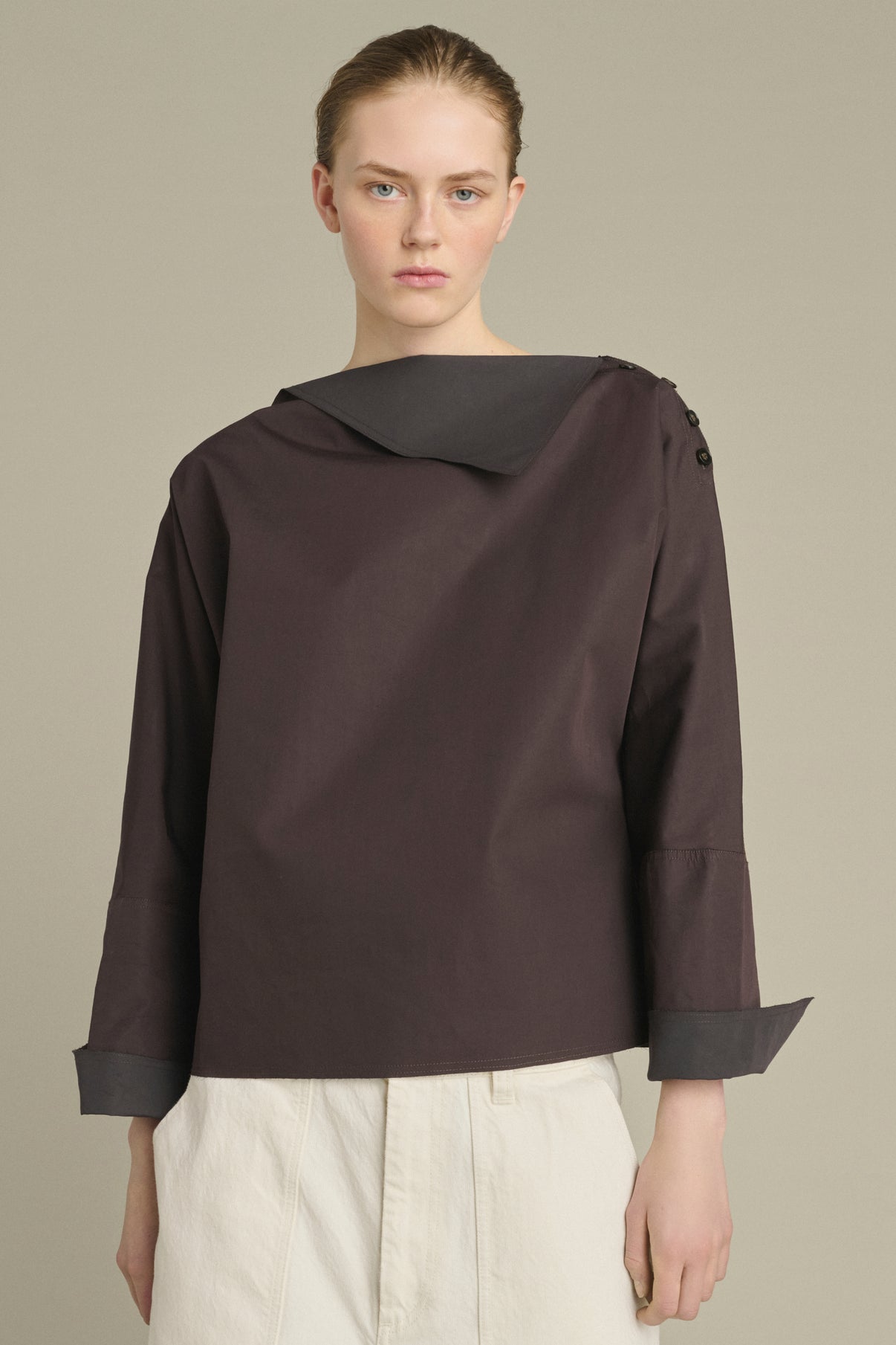 Blouse Kate - Fig/Dark Brown - Cotton - Women vue 3