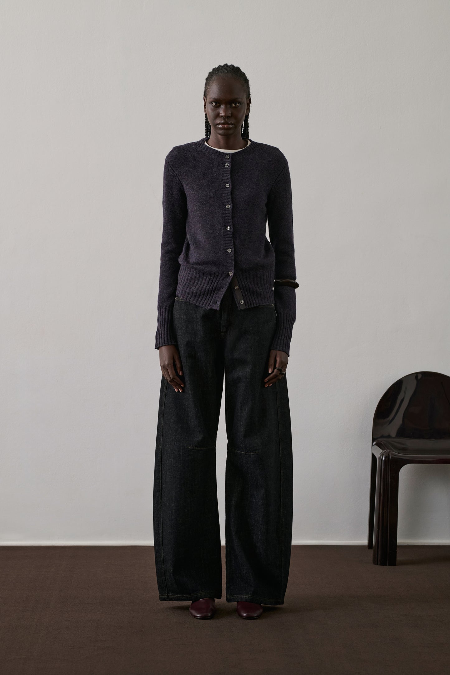 Cardigan Fugu - Aubergine - Laine - Femme