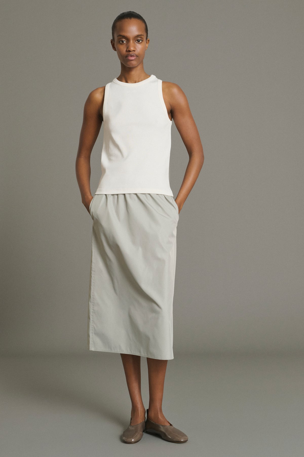Dolly Vest Top - White Fine Ribbed Organic Cotton Women - Soeur