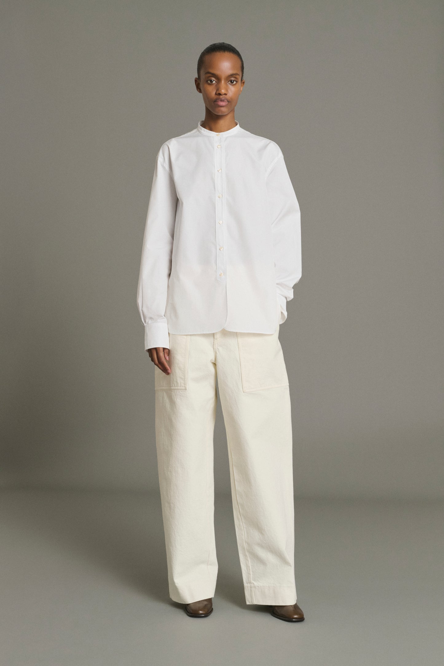Bermudes Shirt - White Organic Poplin Women - Soeur