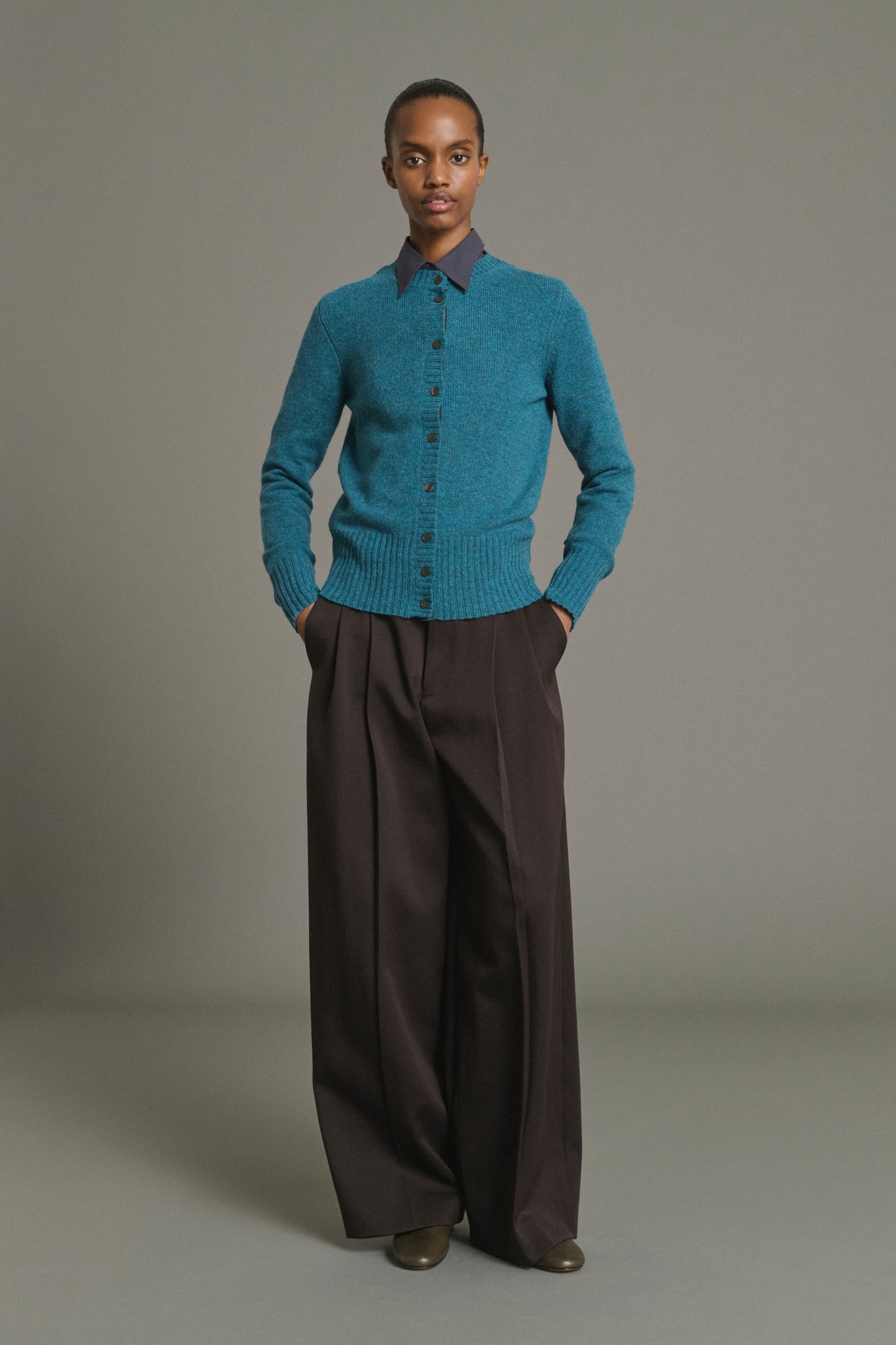 Fugu Cardigan - Persian Blue - Merino Wool - Women