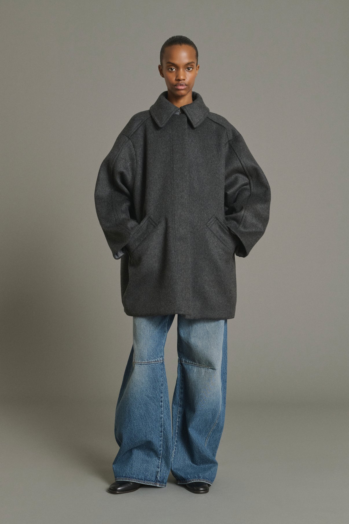 Coat Kasper - Anthracite Marl - Wool - Women vue 1