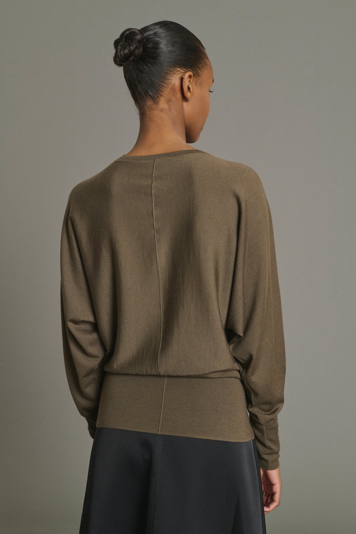 Lina Pullover - Khaki - Merino Wool - Women vue 4