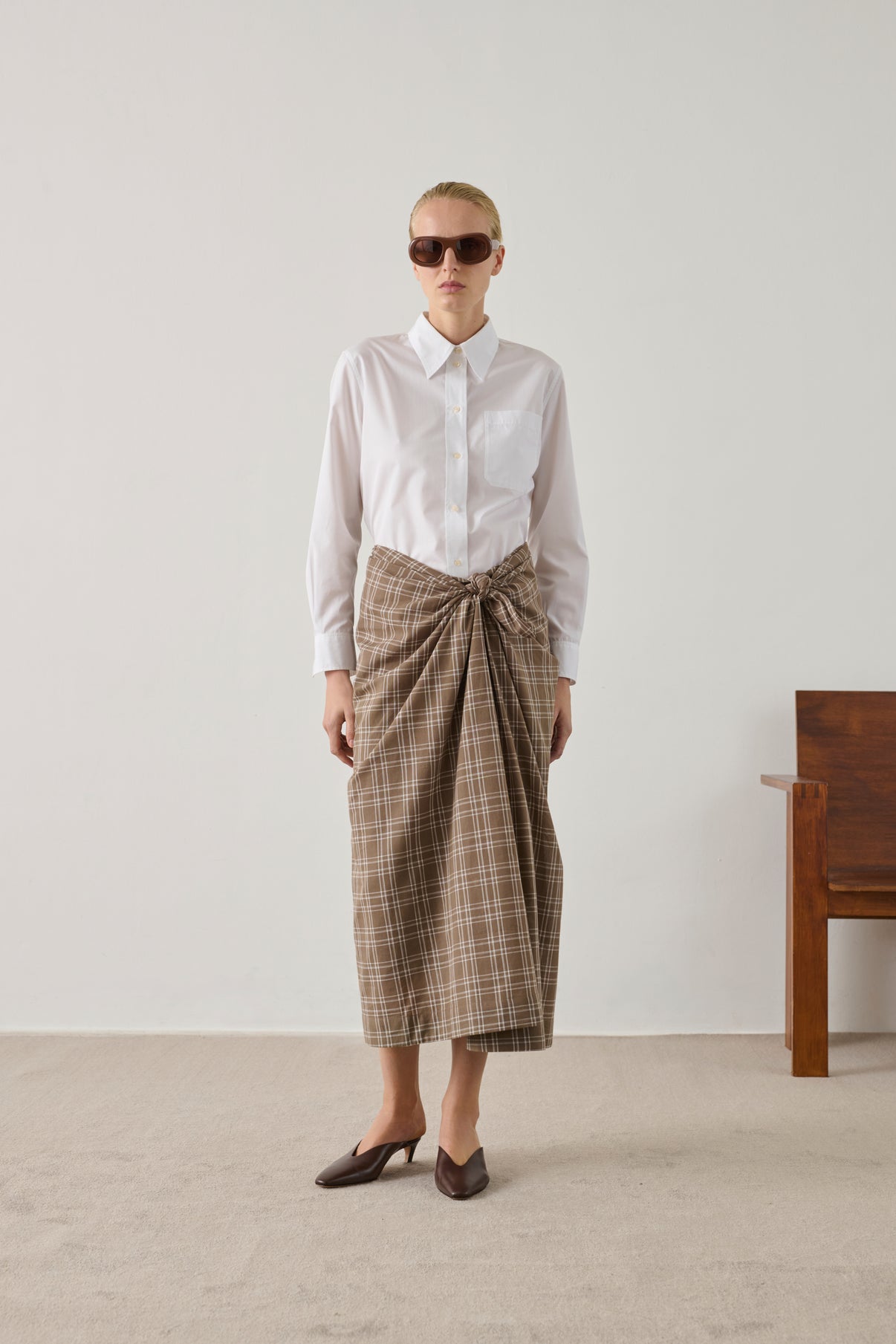 Goa skirt - Marron Glacé/Ecru - Cotton - Women vue 1
