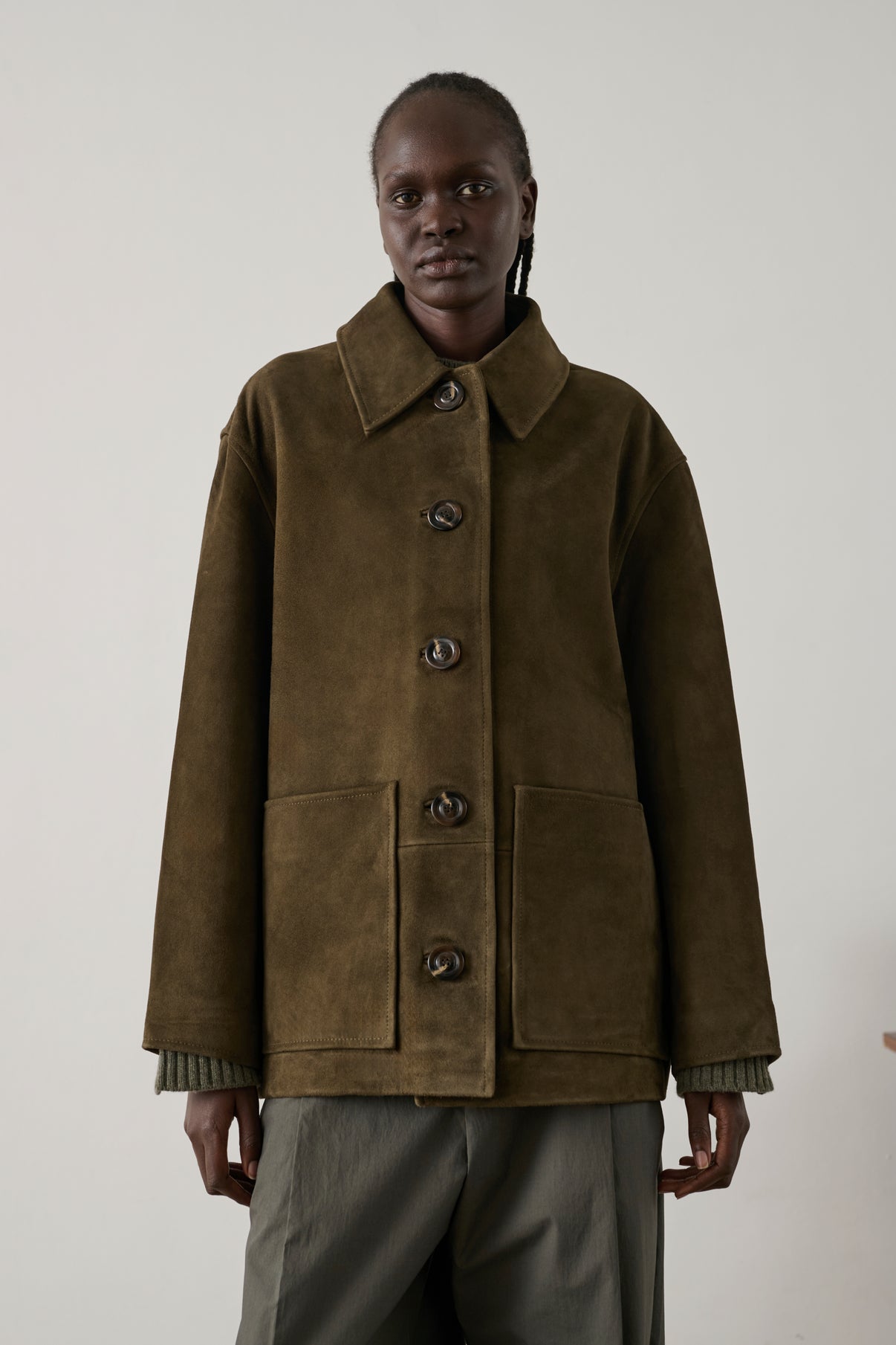 Vincenzo jacket - Dark Khaki - Leather - Women vue 2