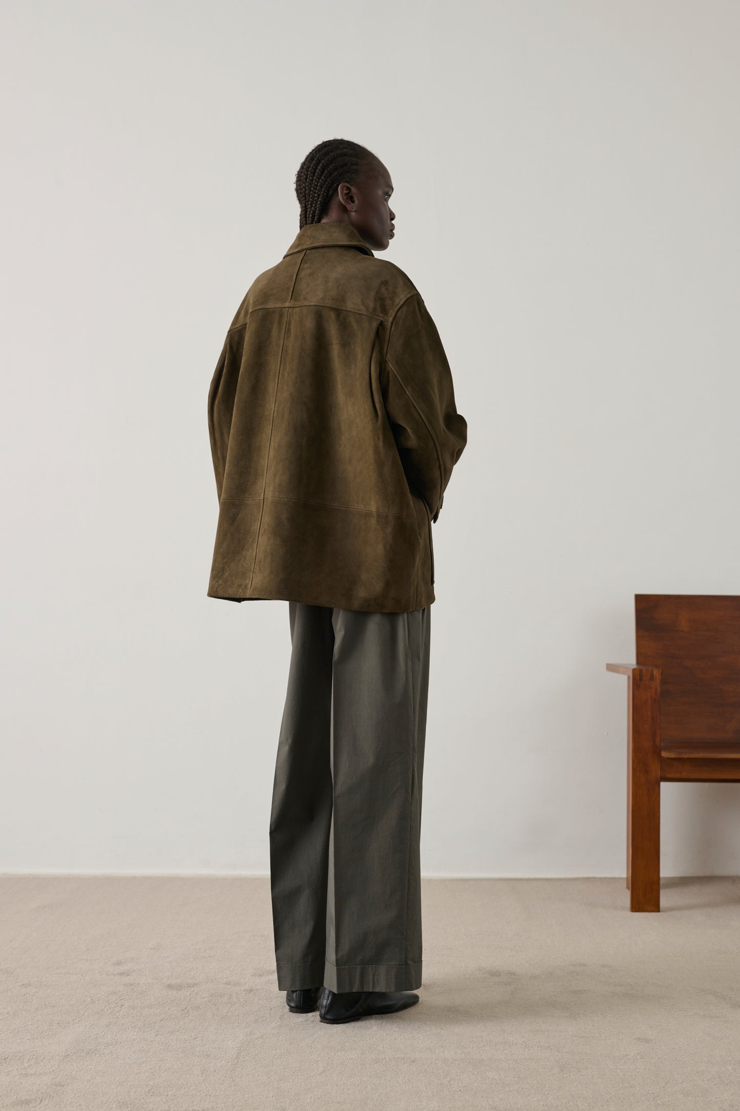 Vincenzo jacket - Dark Khaki - Leather - Women