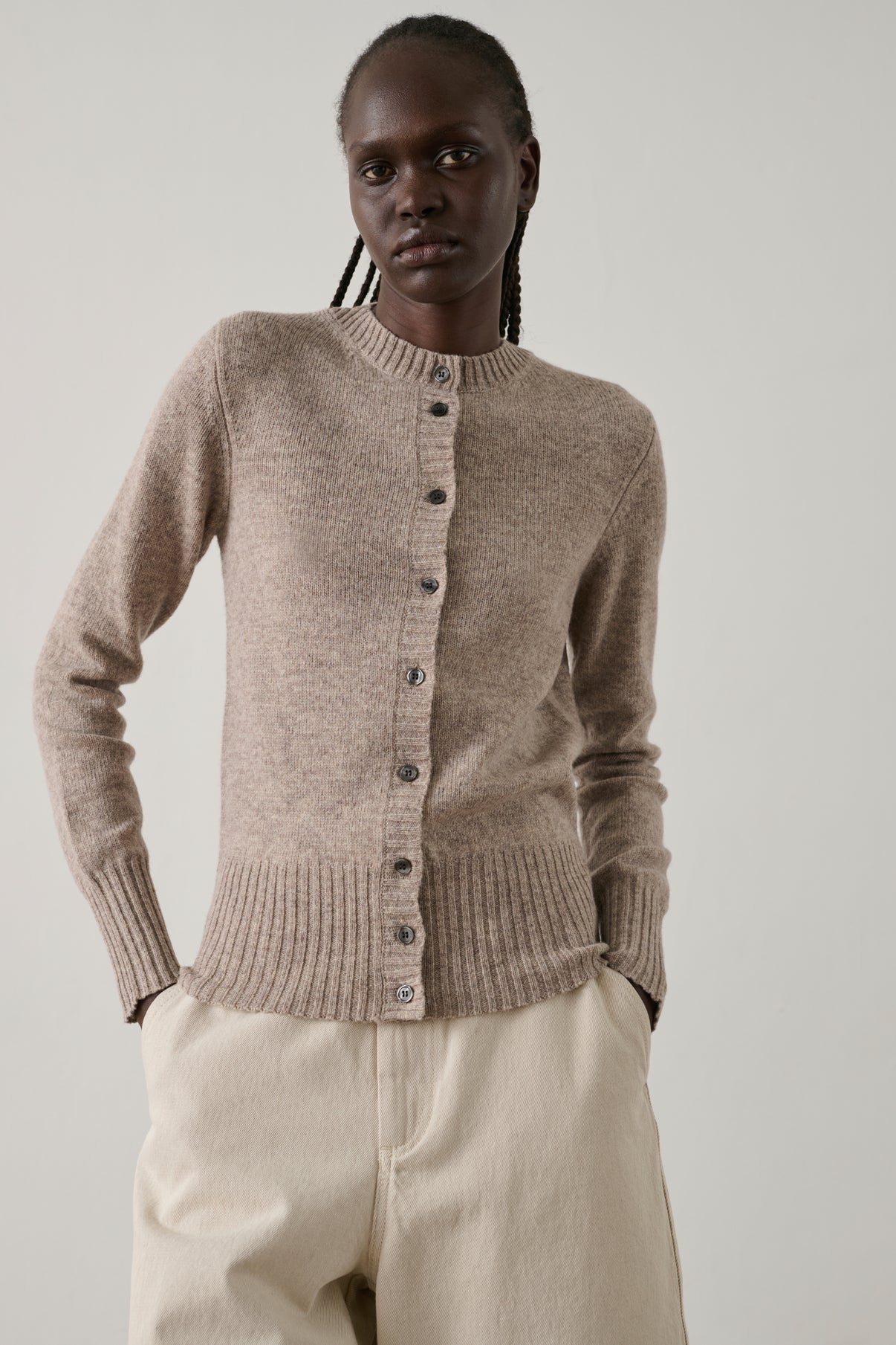 Cardigan Fugu - Beige - Laine mérinos - Femme vue 2