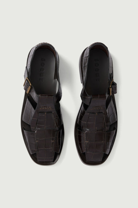 Sandales Velika - Marron Foncé - Cuir - Femme